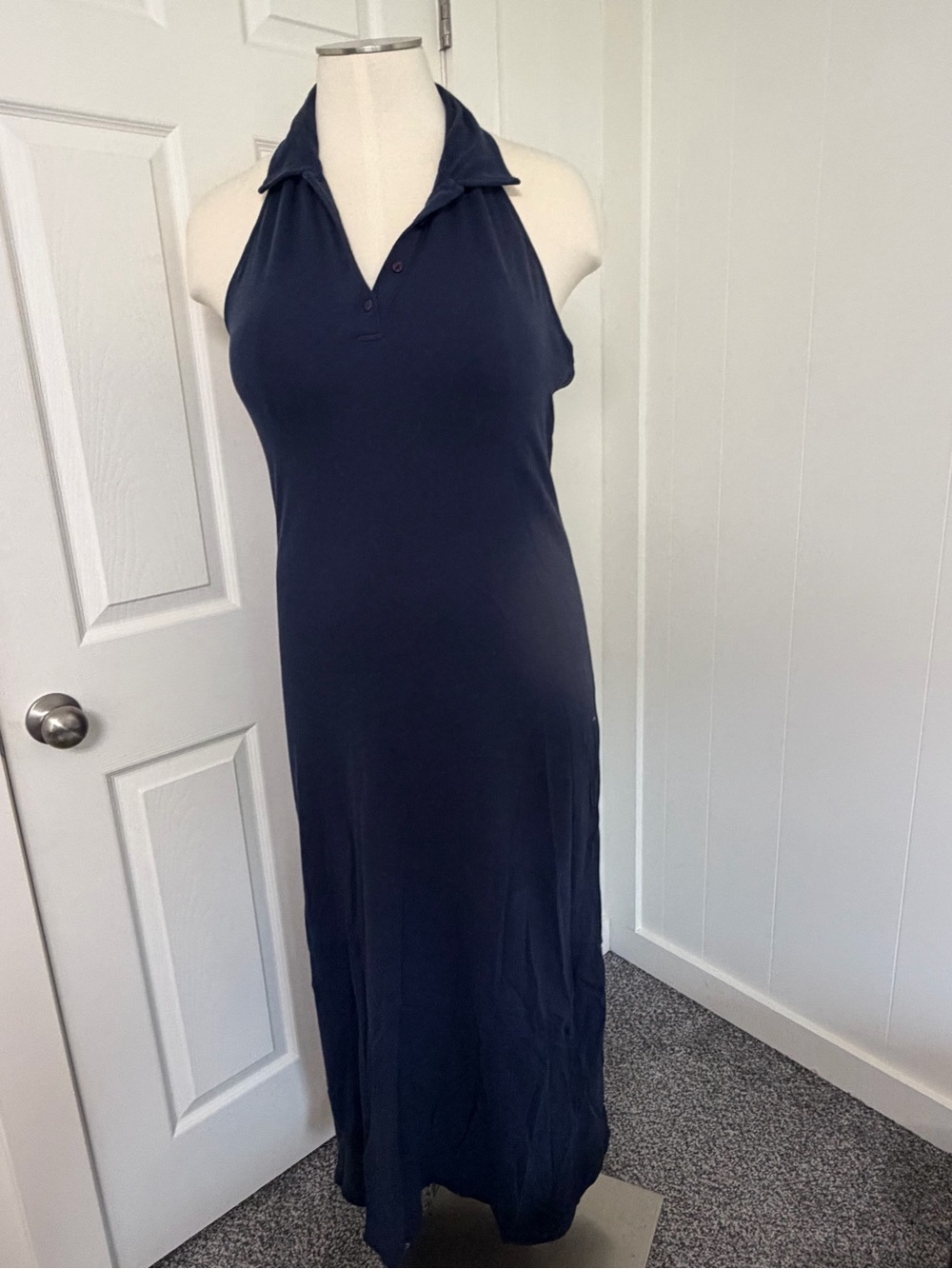 Moda International Navy Halter Polo Maxi Dress